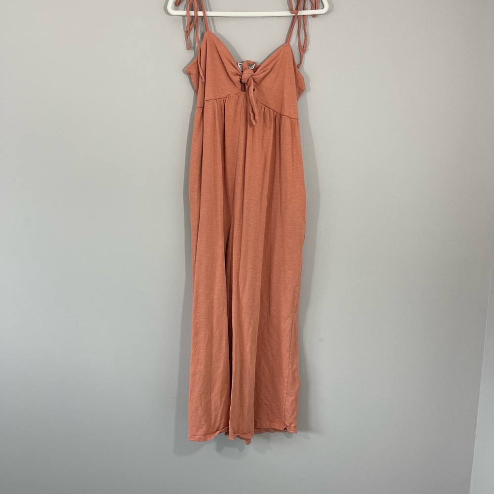 ASOS Apricot Peach Tie Front Swing Wide Leg Jumpsuit - Picture 5 of 13